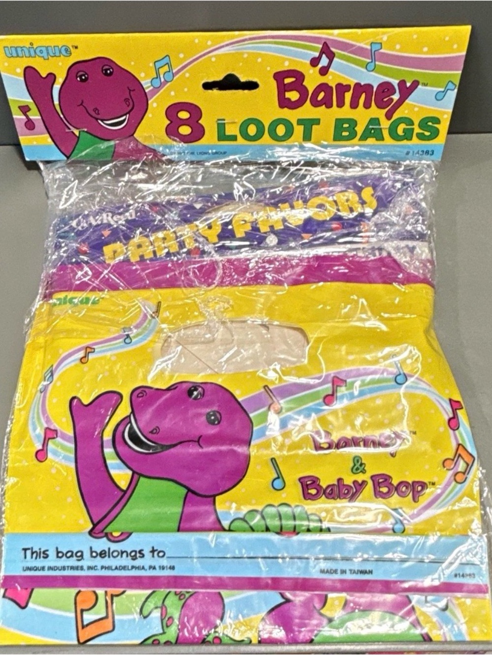 Barney & Friends 1990s Party Loot Bags - 8 Pack